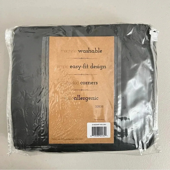 Bedskirt Size King Color Gray Pleated Corners Hypoallergenic New - Picture 4 of 5